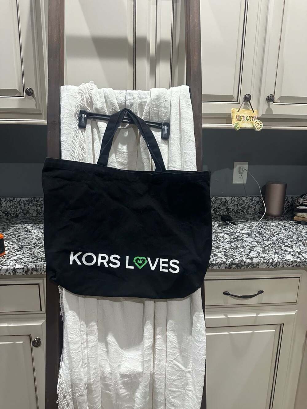 Michael Kors Kors Loves Black Recycle Canvas Tote Bag